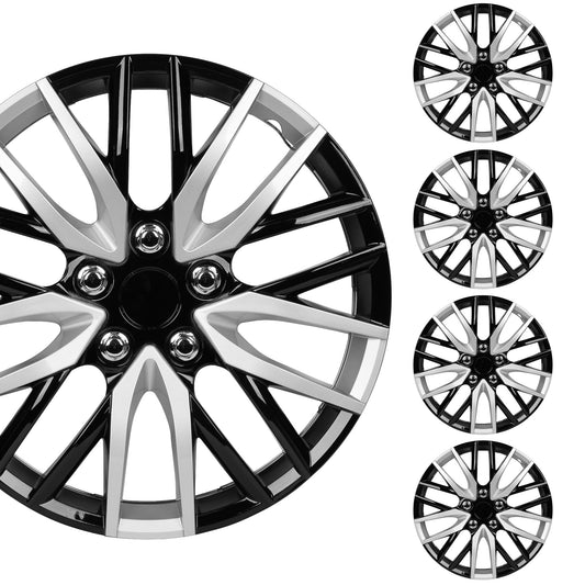 BDK 4-Pack Premium Zwei-Tone 16' Universal Fit Hubcap Abdeckungen für Räder und Felgen (Multi-Speichen) - Ersatz, Snap On, OEM-Stil