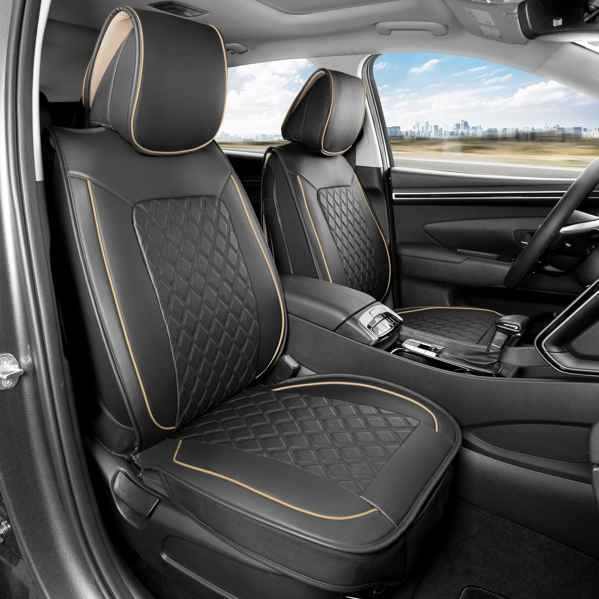 MotorBox 2-Pack Prestige Edition Premium Faux Leather Diamond Stitched Cushion Vordersitzbezüge
