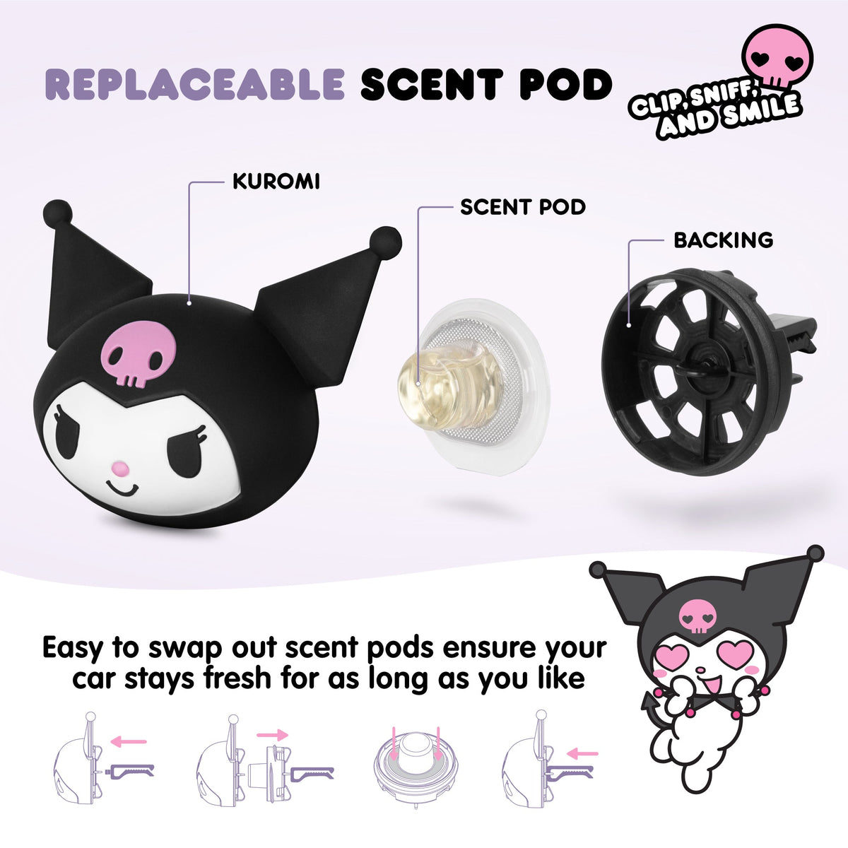 Carbella Offizieller Hallo Kitty Kuromi Air Freshener Deodorizer - Mitternachts-Lavendel