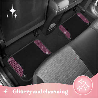 Carbella 4-Piece Diamond Bling Vorderbodenmatten und Hinterbodenmatten - Pink