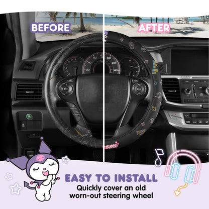 Carbella Sanrio Kuromi Neon Party Lenkrad Abdeckung (Fits 14.5' - 15.5')