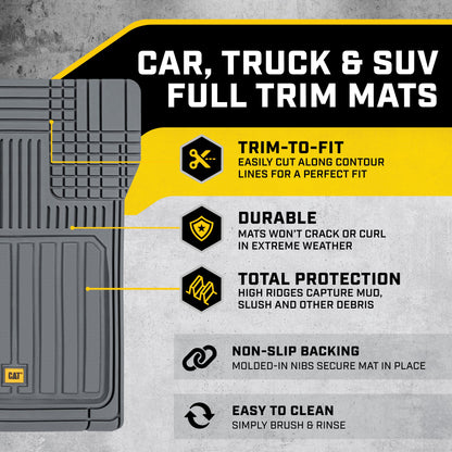 CAT 3-Stück ToughLiner Vorderbodenmatten und Hinterbodenmatten - Heavy Duty, All Weather, Trimmen, um zu passen