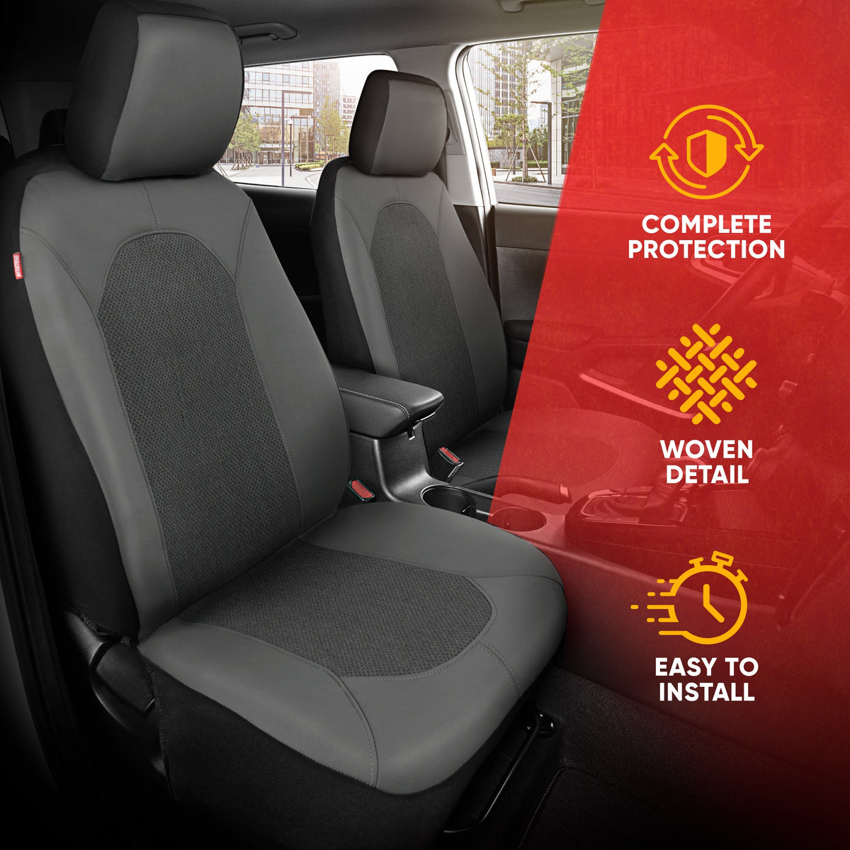 Motor Trend Kohle grau Autositz Abdeckungen Set - 2 Vordersitze - Spill-Proof Neopren CarSeat Cover Protector für Autos - Automotive Interior Car Zubehör für SUV & Kleine LKW - Semi Universal Fit