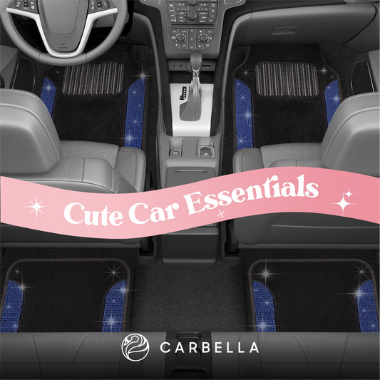 Carbella 4-Piece Diamond Bling Vorderbodenmatten und Hinterbodenmatten - Blau
