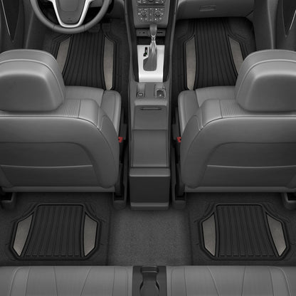 MotorTrend 4-Piece Shield Zwei-Tone Gloss Vorderbodenmatten und Hinterbodenmatten - Heavy Duty, All Weather, Trimmen Sie, um zu passen