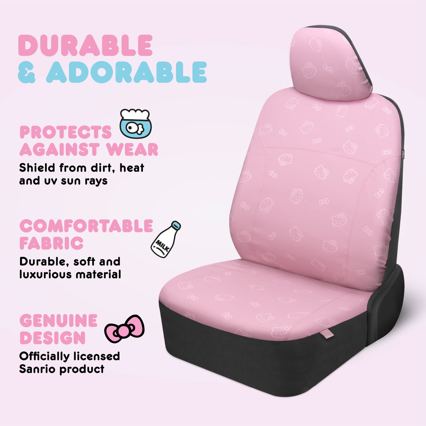 Hello Kitty Car Seat Covers - Süße Pink Seat Covers, Autozubehör Geschenk Hello Kitty Zubehör 2pc Pink Car Seat Covers
