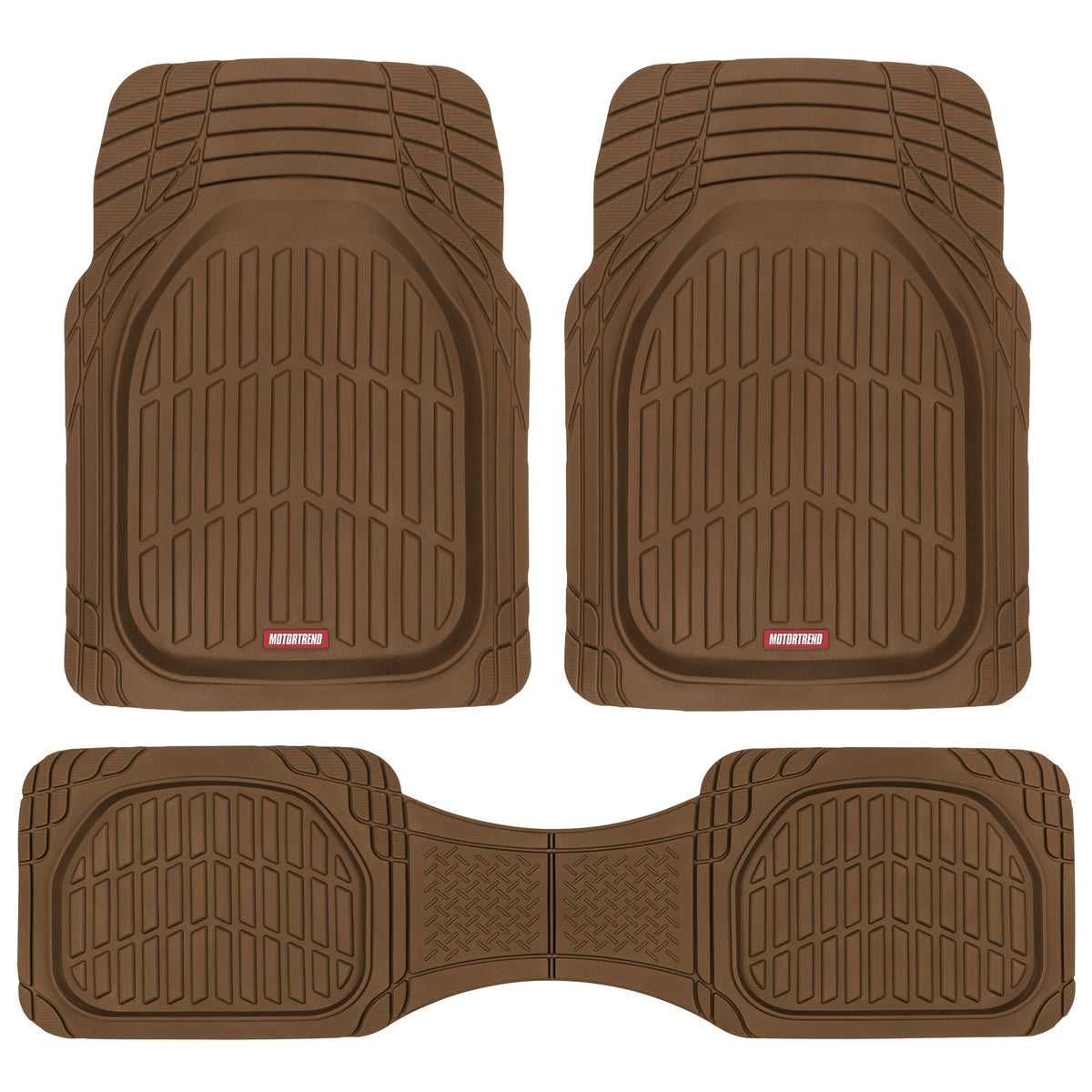 MotorTrend 3-Piece FlexTough Deep Dish Vorderbodenmatten und Hinterbodenmatte - Heavy Duty, All Weather, Trimmen Sie, um zu passen