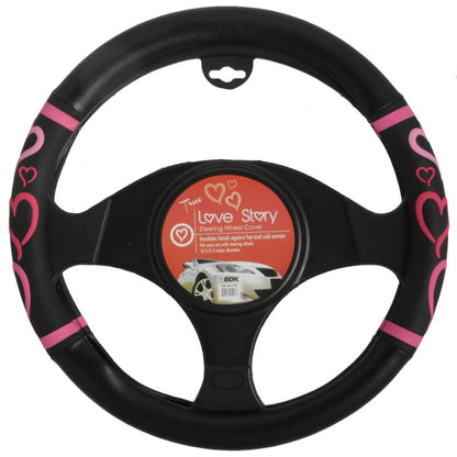 BDK Pink Hearts Lenkradabdeckungen (Fits 14.5' - 15.5')