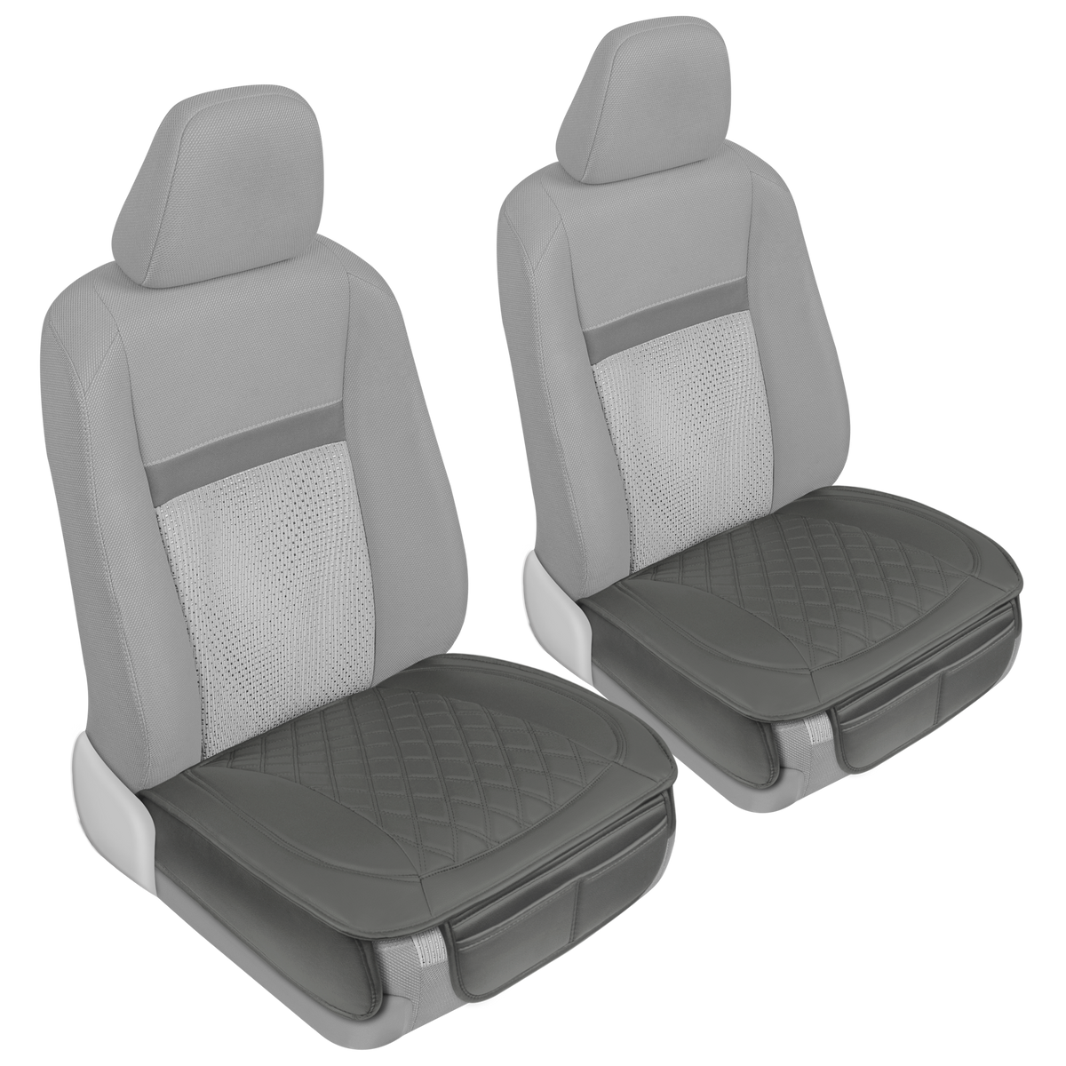 MotorTrend 2-Pack gepolsterte Faux Leather Diamond Nähte Sitzbezüge mit Front Storage Taschen