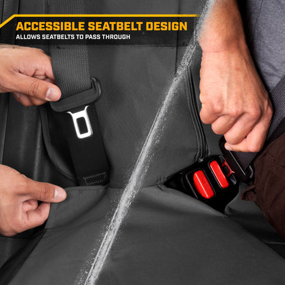 CAT Grauer Rücksitzbezug für LKW, Autos & SUVs - Heavy-Duty Oxford Canvas - 60/40 Split Bench Protector - Langlebiger Rücksitzbezug für Arbeitsfahrzeuge, Haustiere, Reisen - Car & Truck Interior Accessory