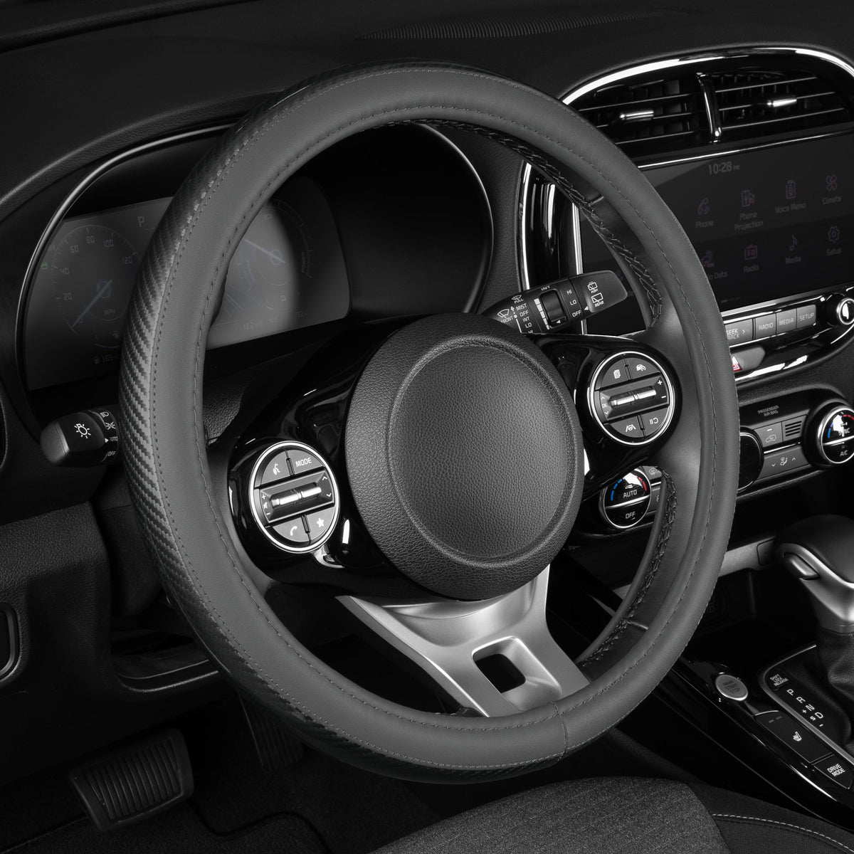 MotorTrend CarbonGripX Non-Slip Carbon Lenkrad Abdeckung (Fits 14.5' - 15.5')