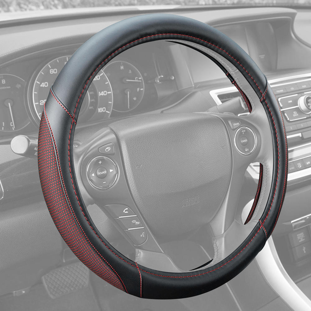 MotorTrend gepunktete Polyester Comfort Grip Lenkradabdeckung (Fits 14.5' - 15.5')