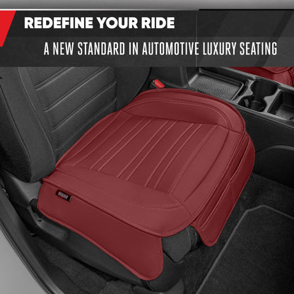 Motor Trend Faux Leder Vordersitz Abdeckung für Autos - Set von 2 Burgunder Vordersitz Abdeckungen für SUV & Truck mit Aufbewahrung Taschen - Autositze Abdeckung Protector - Bottom Cushion Coverage Only