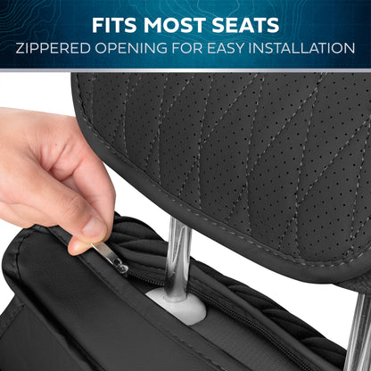 Car Seat Covers - DiamondLux Edition Premium Faux Leather Seat Protectors - Doppelkreuz-Nähte gepolsterte Automobilzubehör für LKW, SUVs, Autos - Front Seat Set