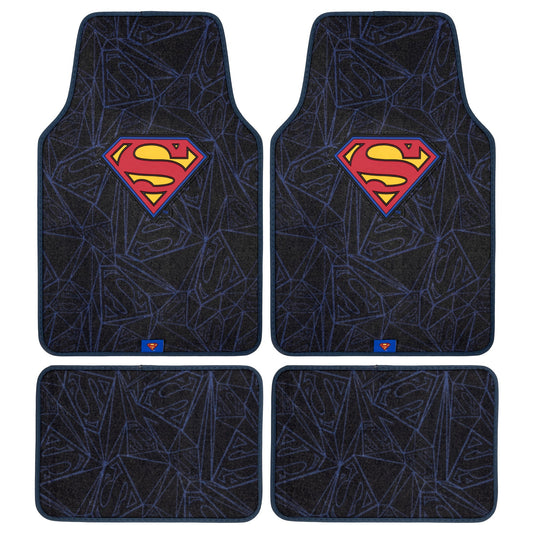 Warner Bros DC Comics 4-Stück Superman Logo Vorderbodenmatten und Hinterbodenmatten