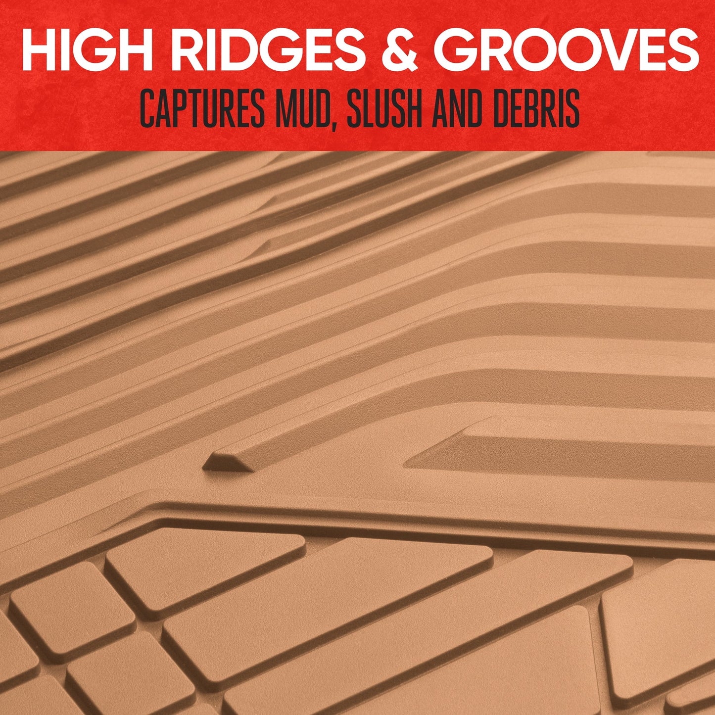 MotorTrend 3-Piece Raised Ridge Multi-Channel Front Floor Matts und Rear Floor Mat - Heavy Duty, All Weather, Trim to Fit