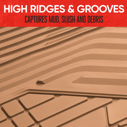 MotorTrend 3-Piece Raised Ridge Multi-Channel Front Floor Matts und Rear Floor Mat - Heavy Duty, All Weather, Trim to Fit