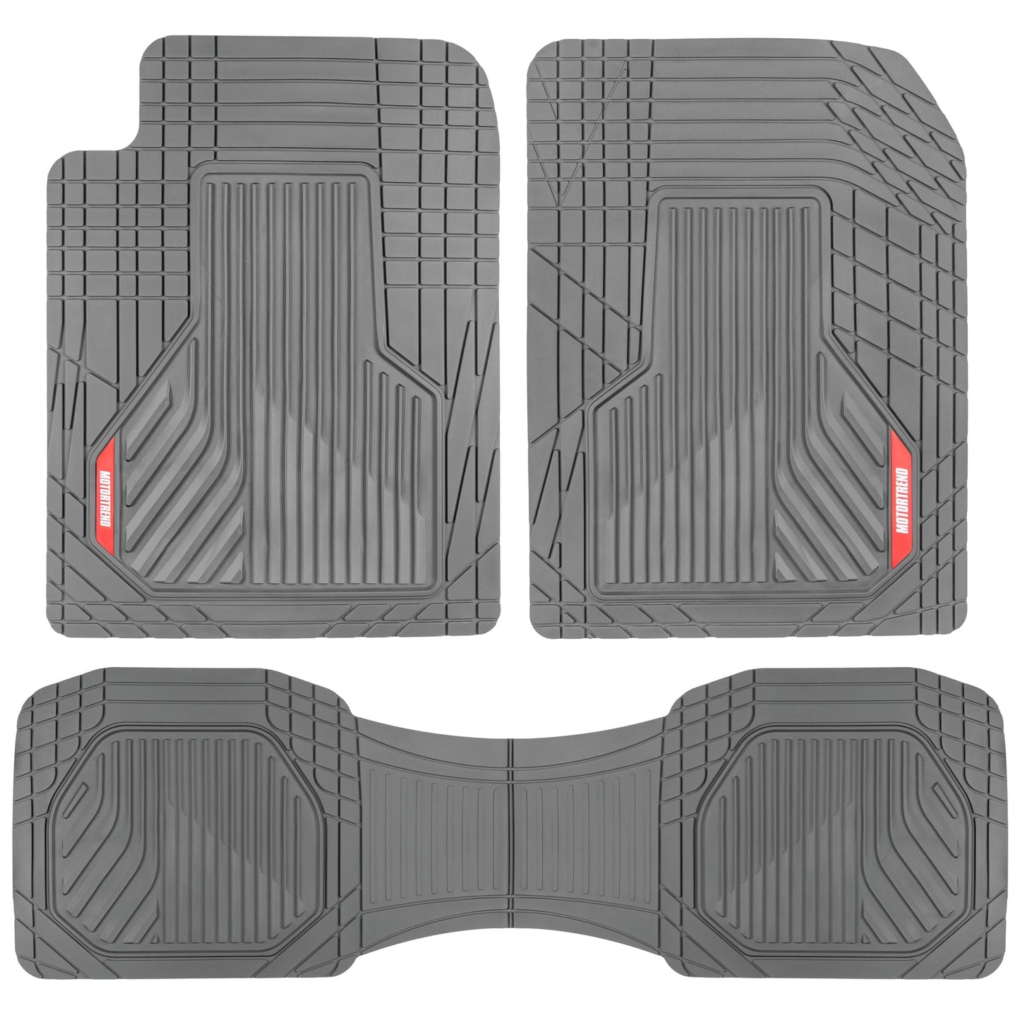 MotorTrend 3-Piece Raised Ridge Multi-Channel Front Floor Matts und Rear Floor Mat - Heavy Duty, All Weather, Trim to Fit