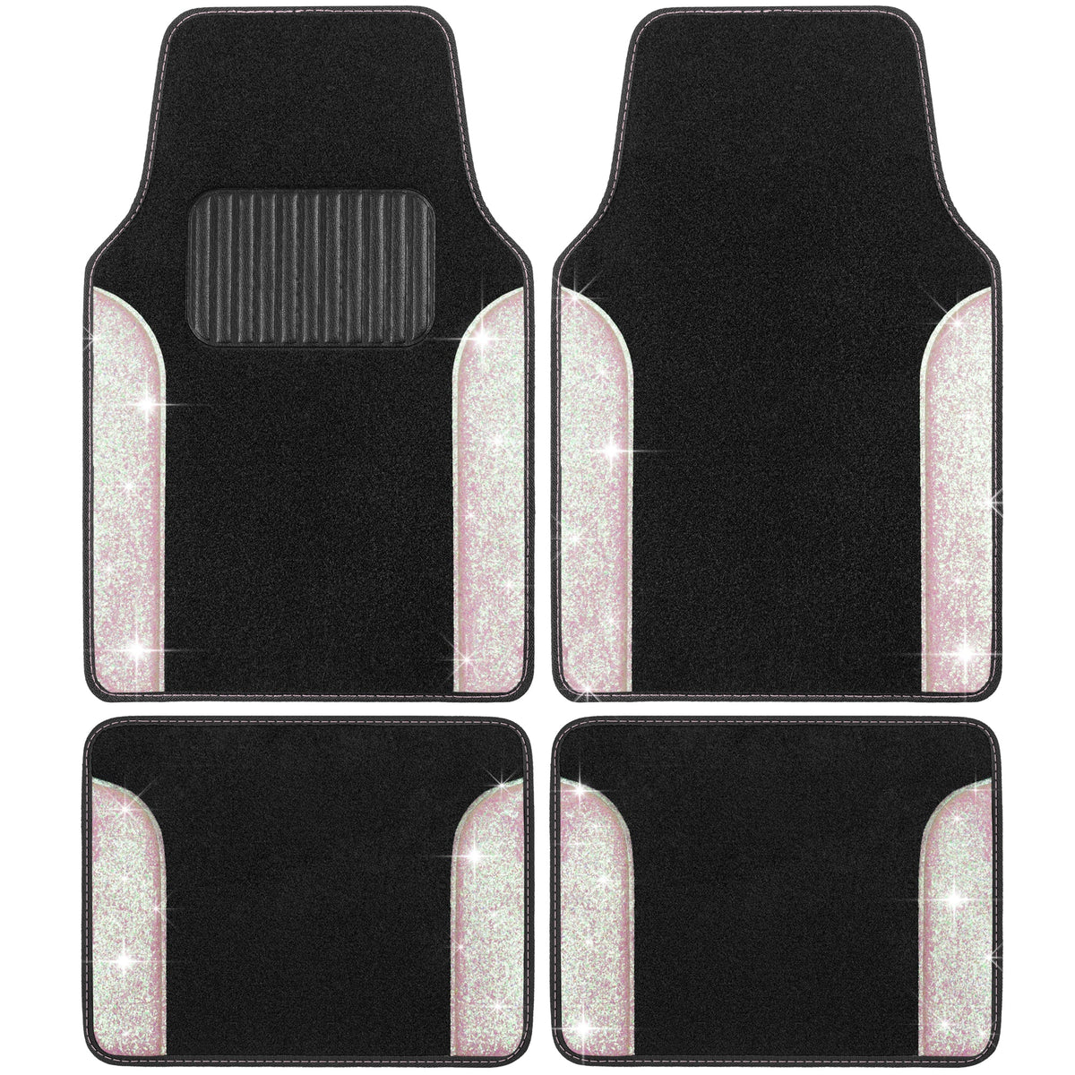 Carbella 4-Piece Sparkle Glitter Vorderbodenmatten und Hinterbodenmatten