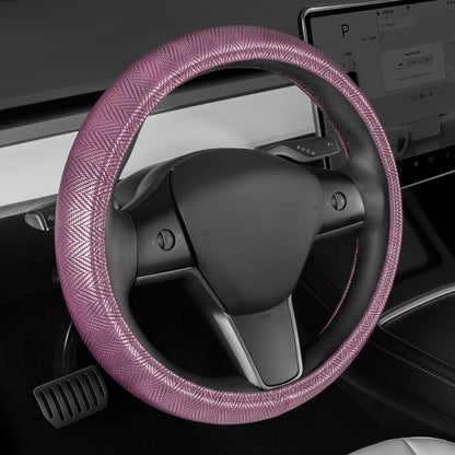 Carbella Purple Herringbone Steering Wheel Cover (Fits 14.5' - 15.5')