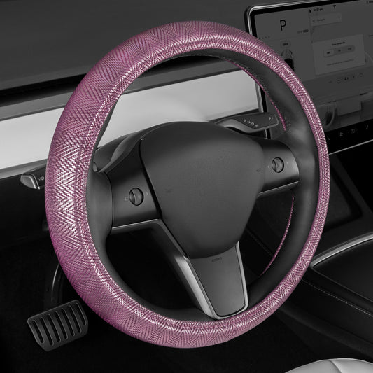 Carbella Purple Herringbone Steering Wheel Cover (Fits 14.5' - 15.5')