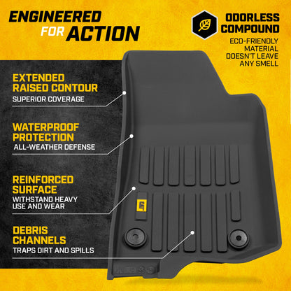 CAT 3-Piece JustFitTM 3D Frontliner Mats und Rear Liner Mats für Jeep Wrangler 4XE (2021 - 2026) - Heavy Duty, All Weather, Custom Fit