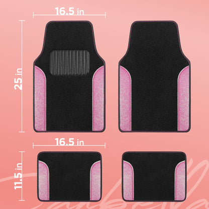 Carbella 4-Piece Sparkle Glitter Vorderbodenmatten und Hinterbodenmatten