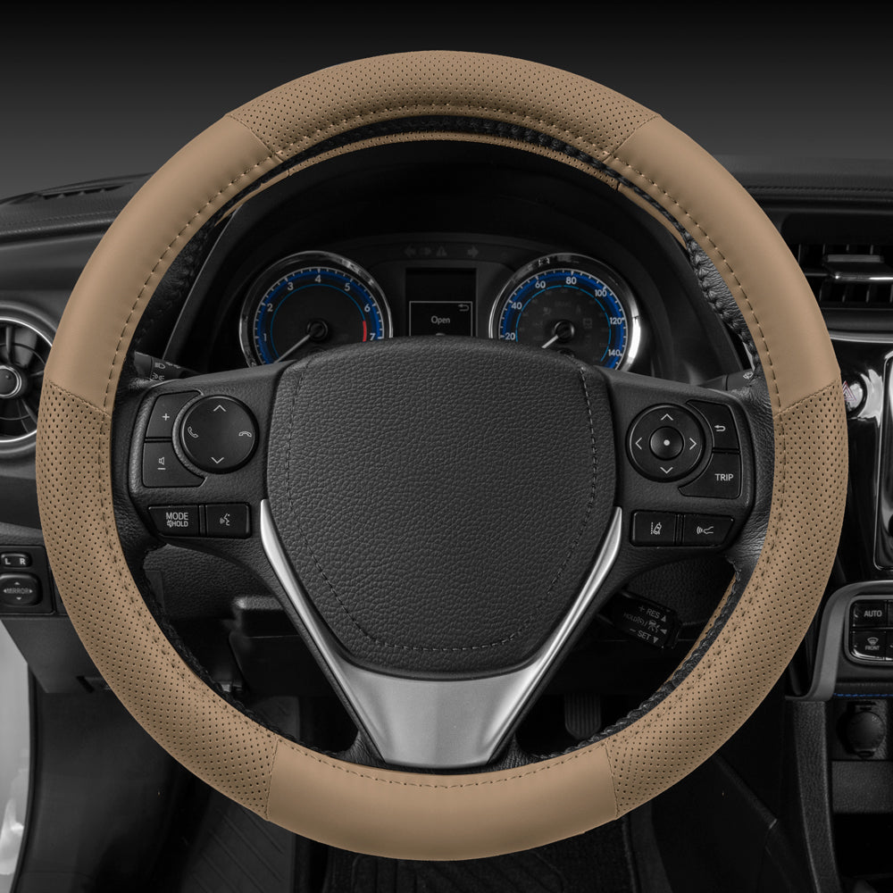 MotorTrend Soft Touch Perforierte Mikrofaser-Lenkradabdeckung (Fits 14.5' - 15.5')