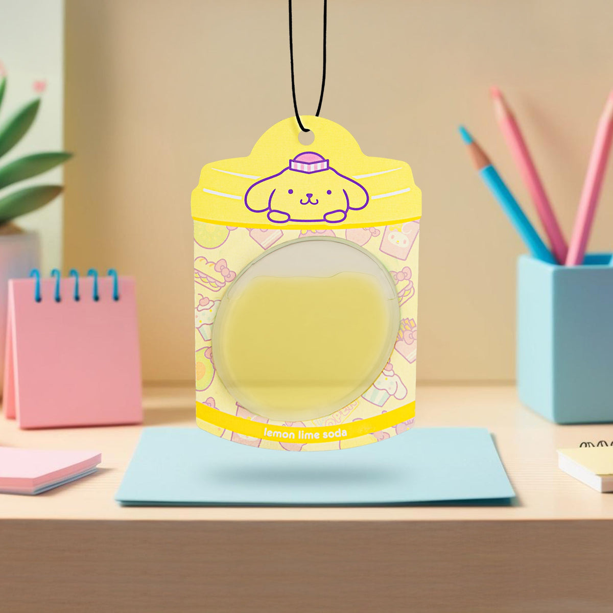 Hello Kitty und Freunde Car Air Freshener (Pompompurin - Zitronenlime Soda) Hängen Gel Area Deodorizer, lang anhaltende Autodüfte Air Freshener, niedliches Automotive Sanrio Zubehör Dekor, 2-Pack