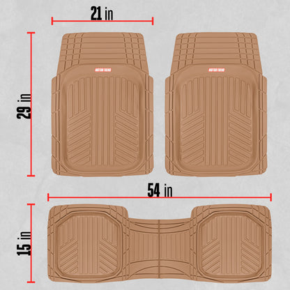 MotorTrend 3-Stück FlexTough Plus Deep Dish Line Rillen Vorderbodenmatten und Hinterbodenmatte - Heavy Duty, All Weather, Trimmen Sie, um zu passen