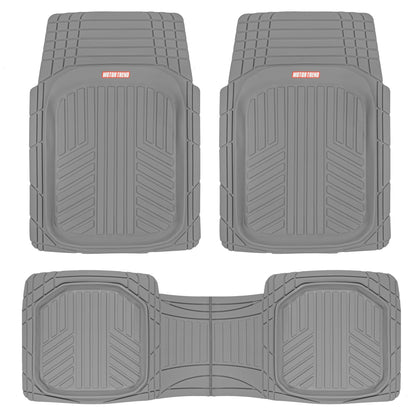 MotorTrend 3-Stück FlexTough Plus Deep Dish Line Rillen Vorderbodenmatten und Hinterbodenmatte - Heavy Duty, All Weather, Trimmen Sie, um zu passen