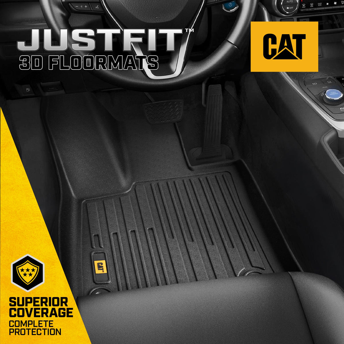 CAT® JustFitTM 3D-maßgeschneiderte Fußbodenmatten für Toyota RAV4 2019 2020 2022 2023 2024 - Heavy Duty Floor Liner Protection Laser gemessen, Toyota RAV4 Zubehör, Car Liner