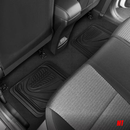 Motor Trend FlexTough Guard Allwetter-Bodenmatten für Autos - Schwarze wasserdichte Gummibodenmatten, universelles Trim-to-Fit-Autozubehör für Autos, LKW & SUV