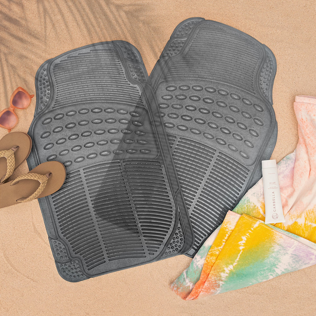 Carbella 2-Piece Cushioned Grip Pad Vorderbodenmatten - Heavy Duty, All Weather, Trim to Fit
