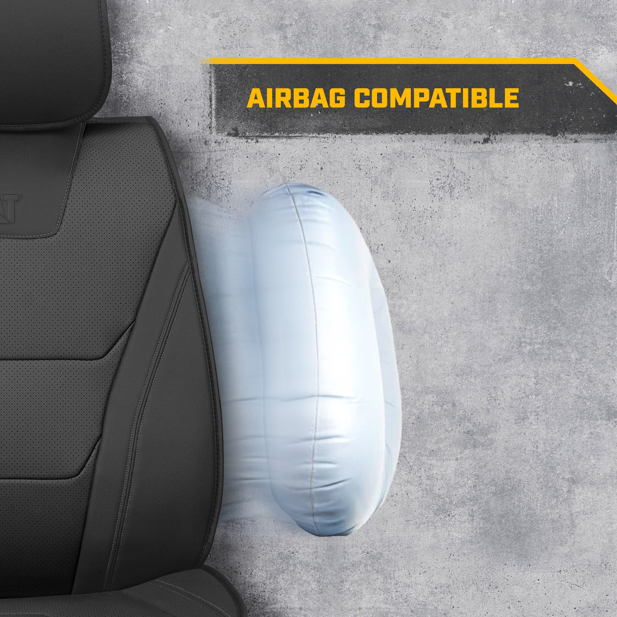 CAT® Edge Deluxe Car Seat Covers für Vordersitze - Premium Zwei-Tone Faux Ledersitz Abdeckungen für Autos mit Universal Fit, Robuste Autositz Abdeckungen für LKW, Innensitz Abdeckungen für SUV