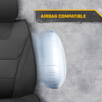 CAT® Edge Deluxe Car Seat Covers für Vordersitze - Premium Zwei-Tone Faux Ledersitz Abdeckungen für Autos mit Universal Fit, Robuste Autositz Abdeckungen für LKW, Innensitz Abdeckungen für SUV