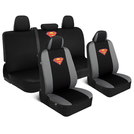 Warner Bros DC Comics 9-Stück Superman Logo PolyCloth Vordersitz- und Rücksitzabdeckungen