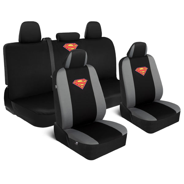 Warner Bros DC Comics 9-Stück Superman Logo PolyCloth Vordersitz- und Rücksitzabdeckungen