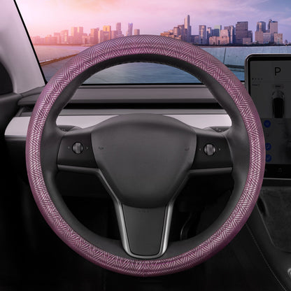 Carbella Purple Herringbone Steering Wheel Cover (Fits 14.5' - 15.5')