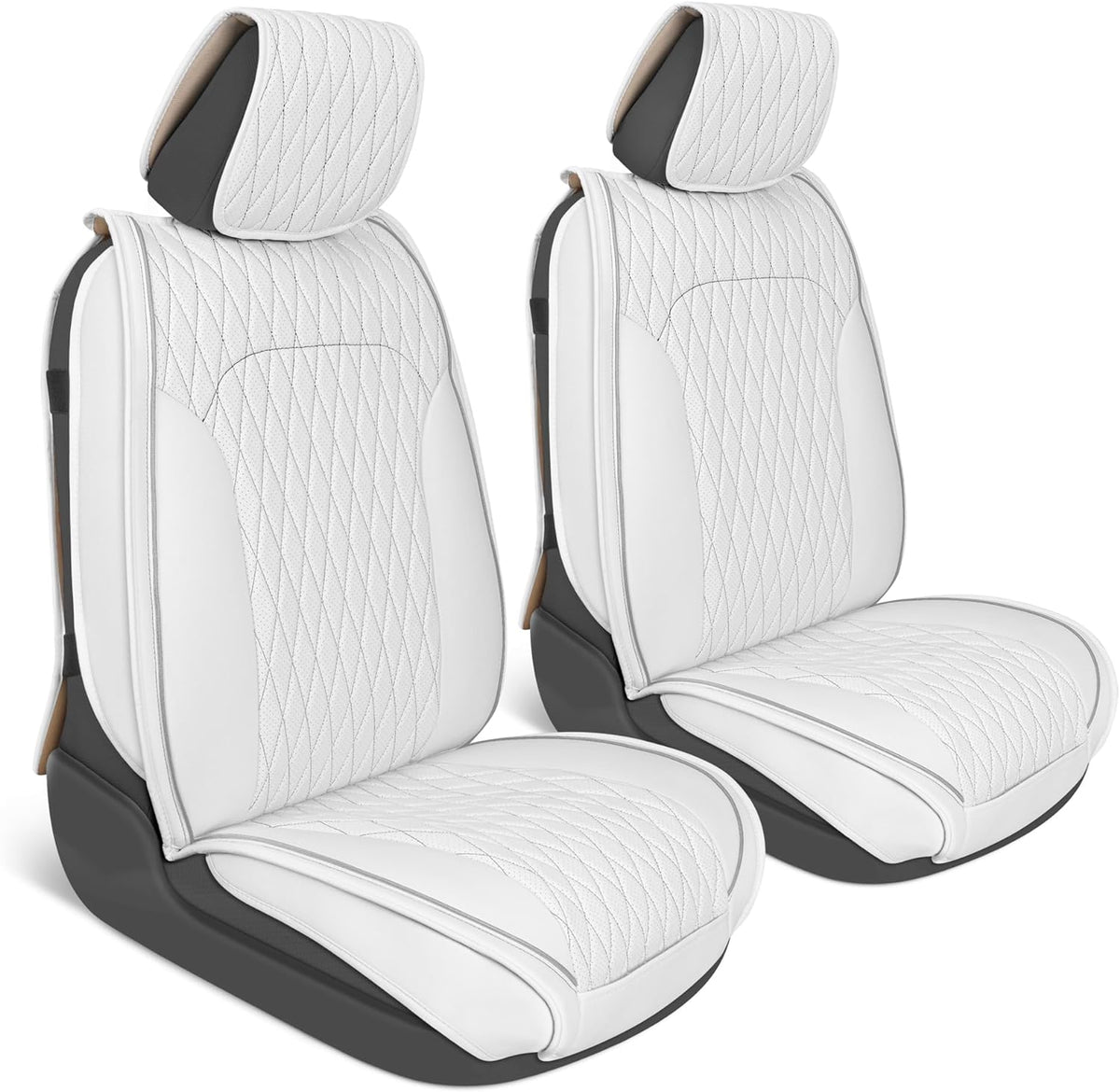Car Seat Covers - DiamondLux Edition Premium Faux Leather Seat Protectors - Doppelkreuz-Nähte gepolsterte Automobilzubehör für LKW, SUVs, Autos - Front Seat Set
