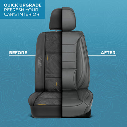 MotorBox Elite Edition Faux Ledersitz Abdeckungen für Autos, LKW und SUV - 2 graue Autositz Abdeckungen für Vordersitze - Universal Fit Car Zubehör Automotive Interior Cover Protector für die meisten Fahrzeuge