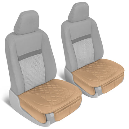 MotorTrend 2-Pack gepolsterte Faux Leather Diamond Nähte Sitzbezüge mit Front Storage Taschen