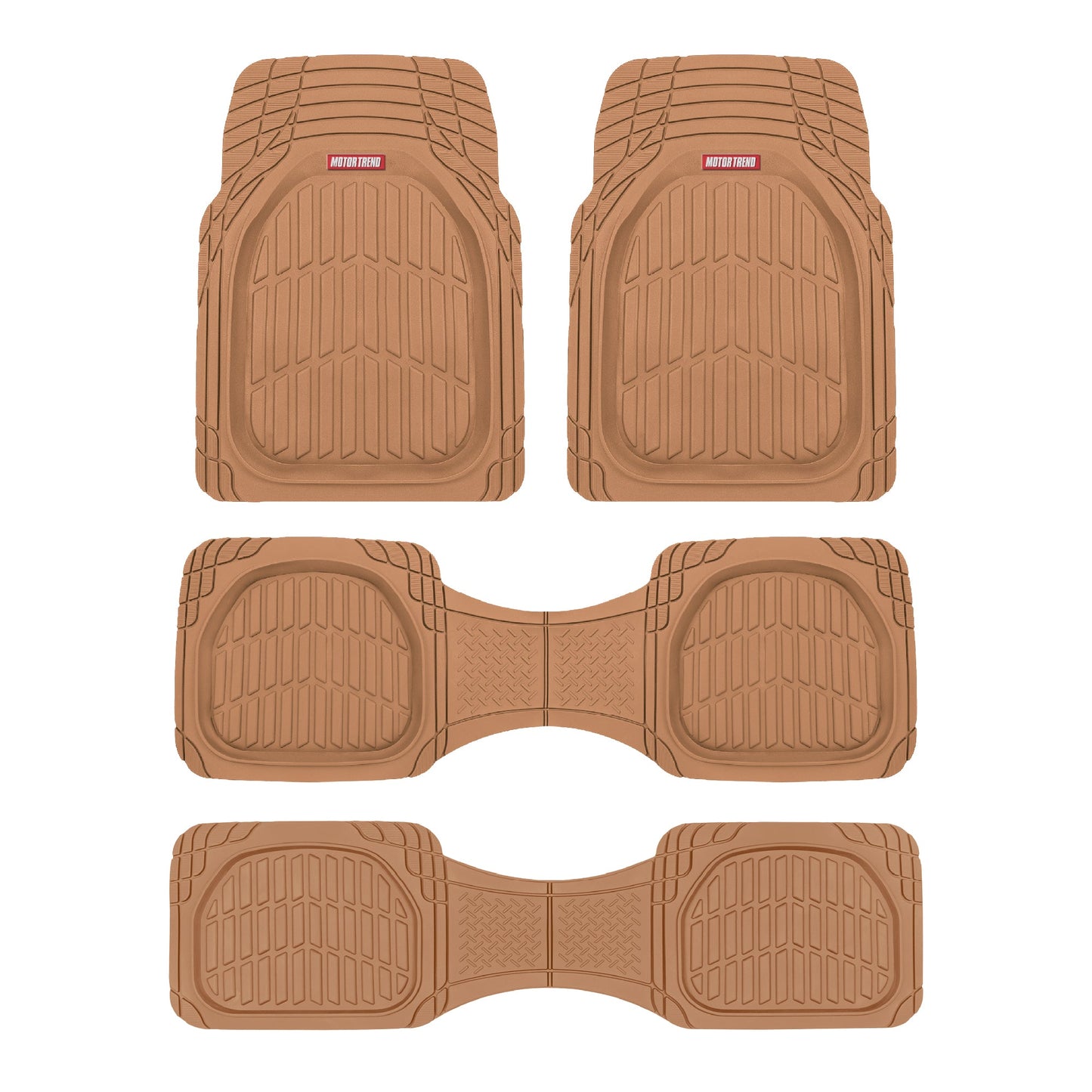 MotorTrend 4-Piece 3-Rows FlexTough Deep Dish Vorderbodenmatten, Mittelbodenmatten und Hinterbodenmatte