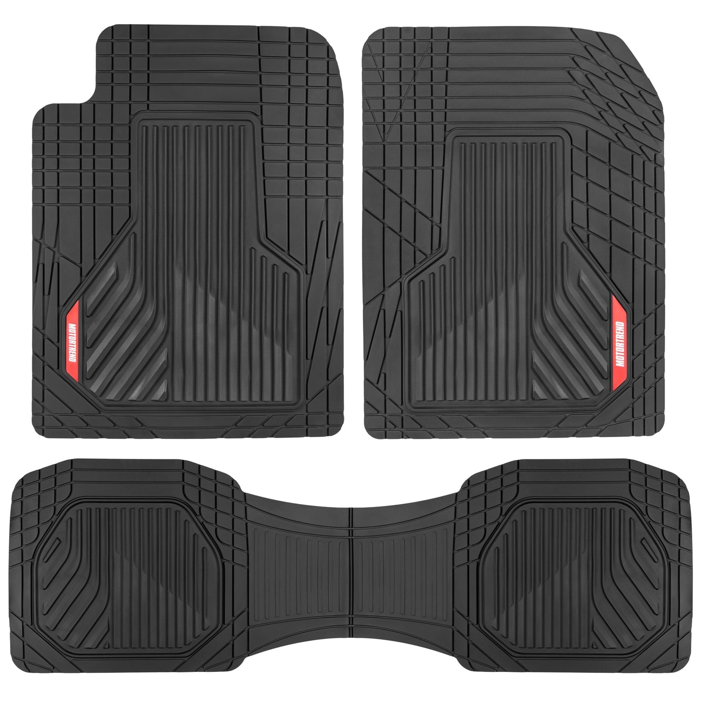 MotorTrend 3-Piece Raised Ridge Multi-Channel Front Floor Matts und Rear Floor Mat - Heavy Duty, All Weather, Trim to Fit