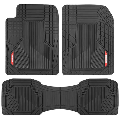 MotorTrend 3-Piece Raised Ridge Multi-Channel Front Floor Matts und Rear Floor Mat - Heavy Duty, All Weather, Trim to Fit