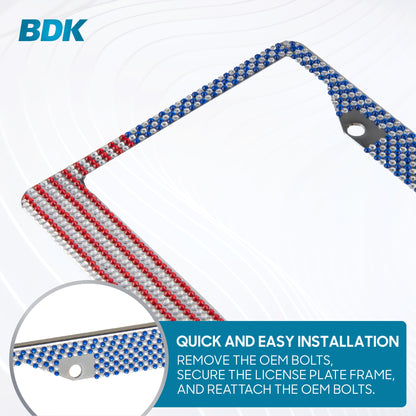 BDK Heavy Duty Rust-Proof Stainless-Steel Metallplattiertes Kennzeichen Rahmen Universalgröße für PKW SUV