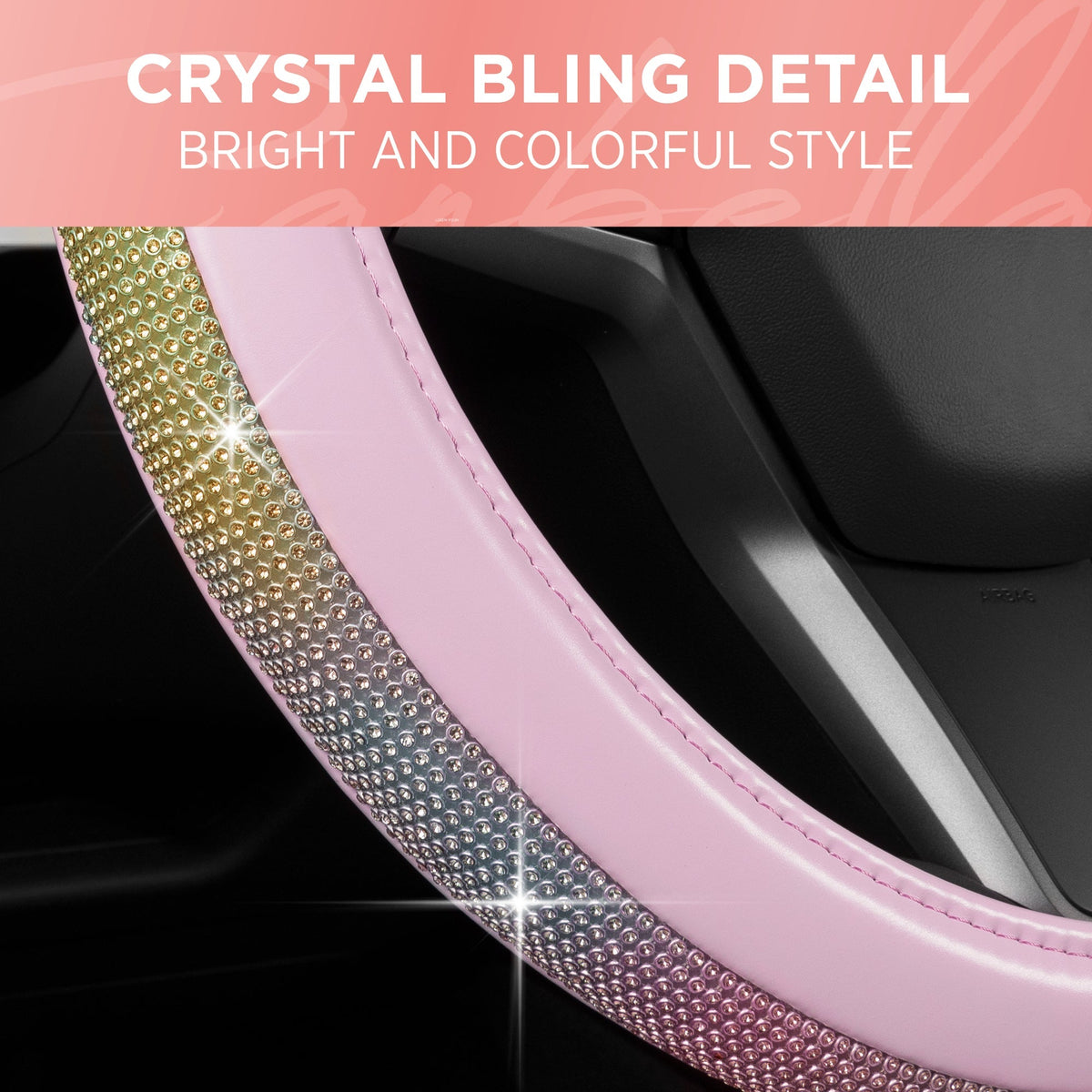 Carbella Gradient Bling Diamond Leatherette Lenkrad Abdeckung (Fits 14.5' - 15.5')