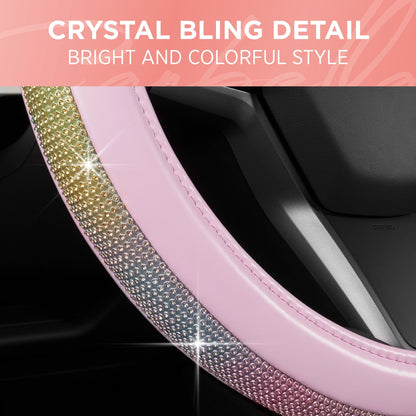 Carbella Gradient Bling Diamond Leatherette Lenkrad Abdeckung (Fits 14.5' - 15.5')