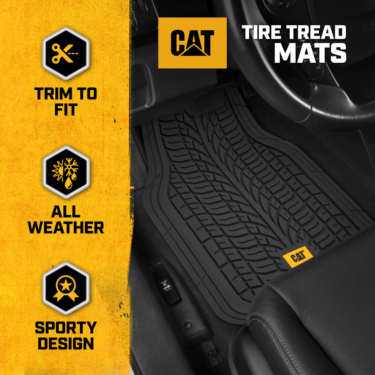 CAT ToughTread 4-Stück-Frontbodenmatten und hintere Bodenmatten - Heavy Duty, All Weather, Trimmable