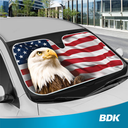 BDK USA Eagle American Flag Front Windschutzscheibe Sonnenschirm (58' x 28')